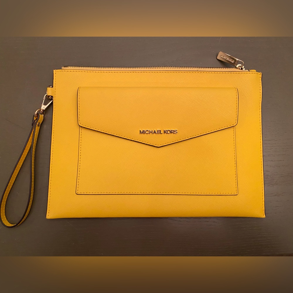 Michael Kors wristlet/clutch bright yellow